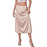 Avidlove Women's Satin Half Slip 36" Lace Long Underskirt S-XXL