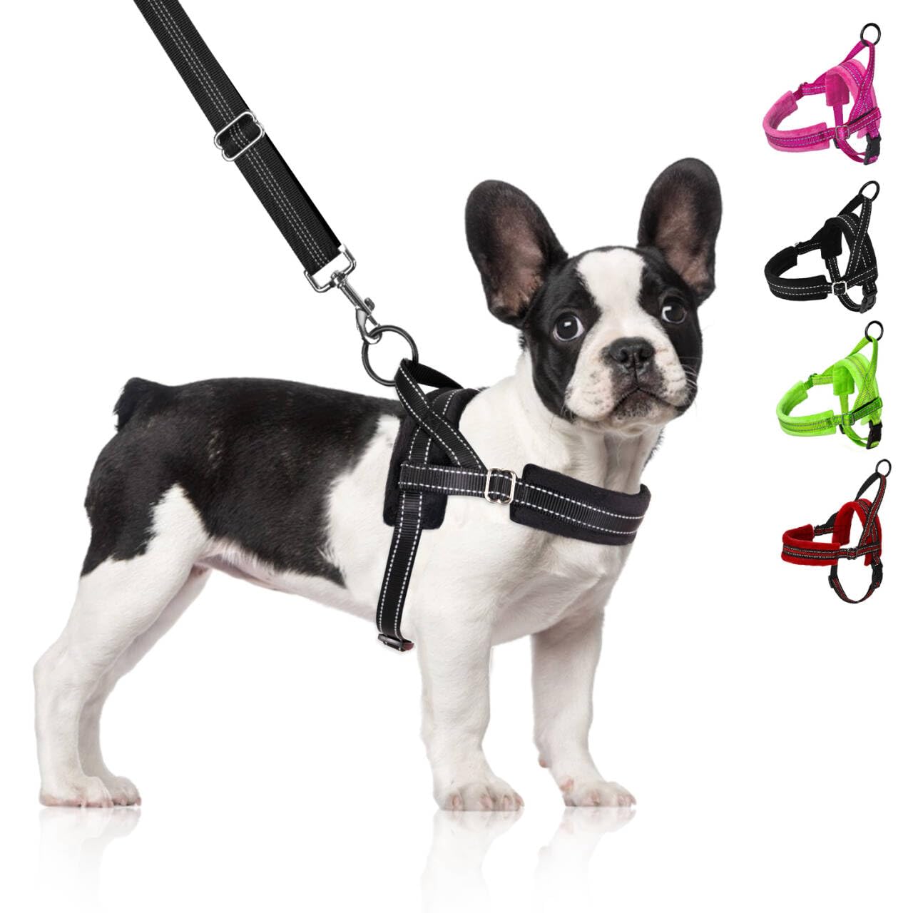Eyein Dog Harness Medium, No Pull Dog Harness and Lead Set, Soft Padded Easy for Walk Vest Reflective Adjustable Anti-Twist Pet Lead Quick fit for Medium Large Puppy Dog Cat(L)