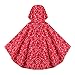 Sping Fever Kids Rain Poncho with Hood, Lightweight Girls Boys Toddlers Rain Jacket Raincoat B Red Starry Night Medium