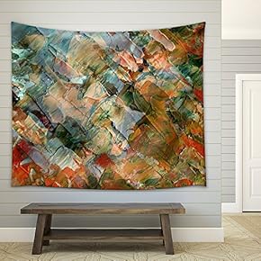 Picture, Oil Paints: Abstract Background, Hand Paintings - Fabric Wall Tapestry Home Decor - 51x60 inches
