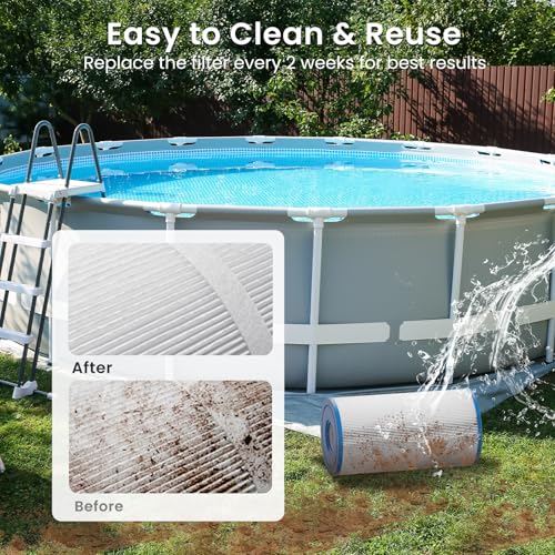 Future Way 6 Pack Type A or C Pool Filter Cartridge Replacement for Intex 29000E/59900E & 1000/1500/530 GPH Filter Pump, Fits Easy Set Above Ground Pools