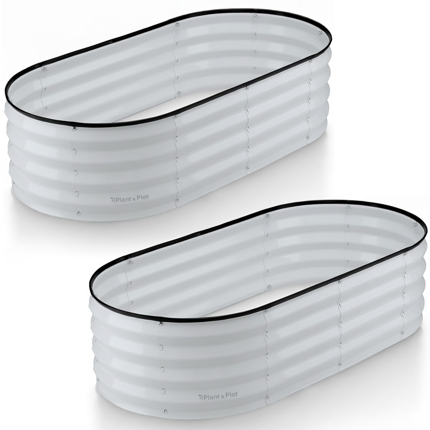 Plant & Plot Galvanized Raised Garden Beds Outdoor // 4×2×1 ft (2-Pack) Planter Raised Beds for Gardening, Vegetables, Flowers // Large Metal Garden Box // Patented Tool-Free Design (Light Gray) Image