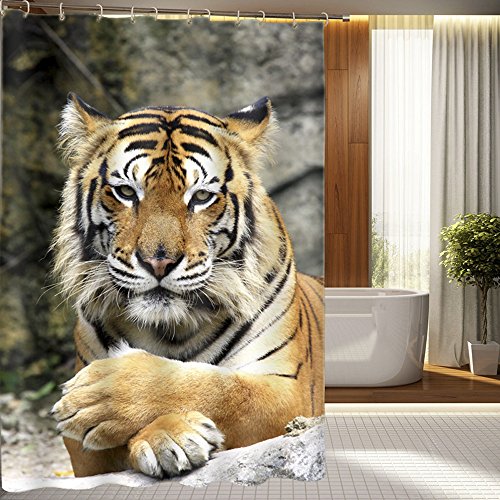 Tiger Shower Curtains Kritters in the Mailbox Tiger Shower Curtain