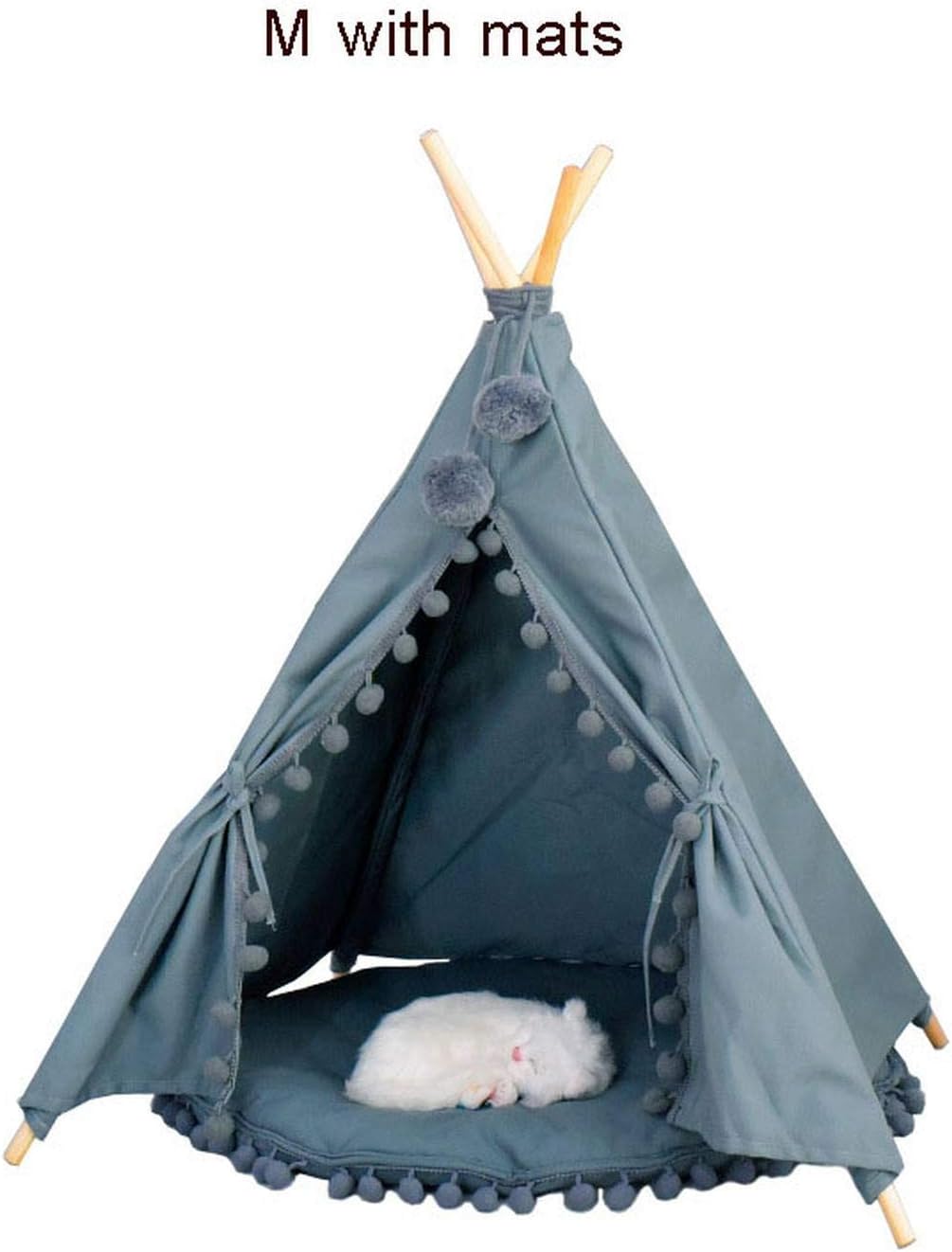 Pet House Cute Dog Tent Outside Tent Pet Dog House Kennels Washable Tent Puppy Cat Indoor Outdoor Portable Teepee Mat 2 Styles,Grey Tent With Mats,50X50X60Cm