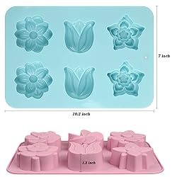 Sakolla 6-Cavity Flower Soap Molds Silicone, 2 Pack
