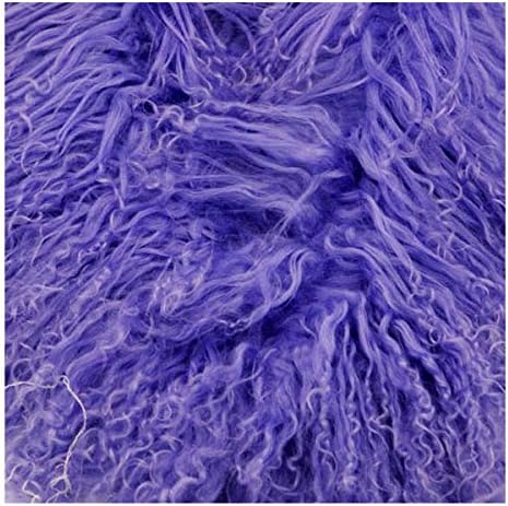 FINILUO 51" long thick real Beach wool Mongolian fur collar and scarf (purple)