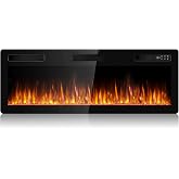 50 inch Ultra-Thin Silence Linear Electric Fireplace, Recessed Wall Mounted | Low Noise, Fit for 2x4 and 2x6 studs. Adjustable Flame Colors and Speed. Remote Control with Timer, 750/1500W