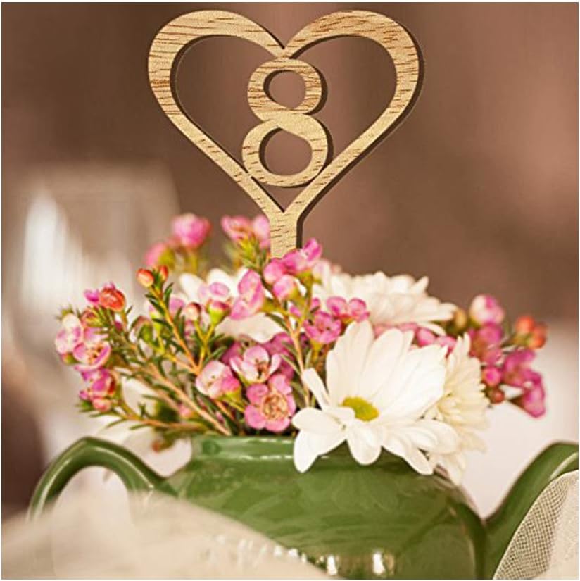 GlodenbridgeWood Table Number Card, Set of 10, Multi-coloured Design, For Weddings and Other Events, Size 20.3*9.7*0.3 cm