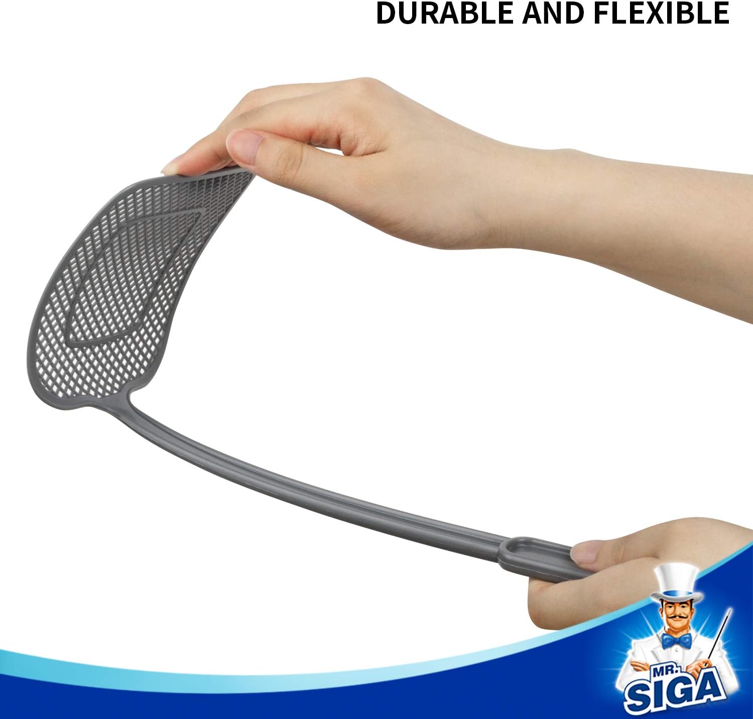 MR.SIGA Heavy Duty Long Handle Fly Swatter, Gray, 6 Pack: Home & Kitchen