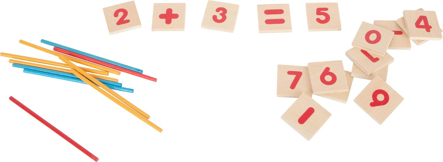 Small Foot 11740 Primary School Maths Learning Game made of wood, a box for learning maths for year 1+, ages 6+ years