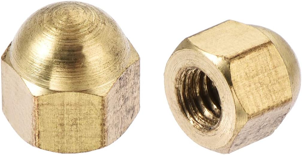 uxcell Acorn Hex Cap Nuts 20Pcs M4 Dome Nuts Brass Hexagon Decorative
