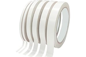 SMARINGROBOT Double Sided Tape for Crafts, Double-Sided Tape for Arts, Scrapbook Supplies, Photography, Gifts Box, Scrapbooking, Card Making, Paper Backing, Tear-by-Hand, 6 Roll Heavy Duty Multi-Size Adhesive Tape