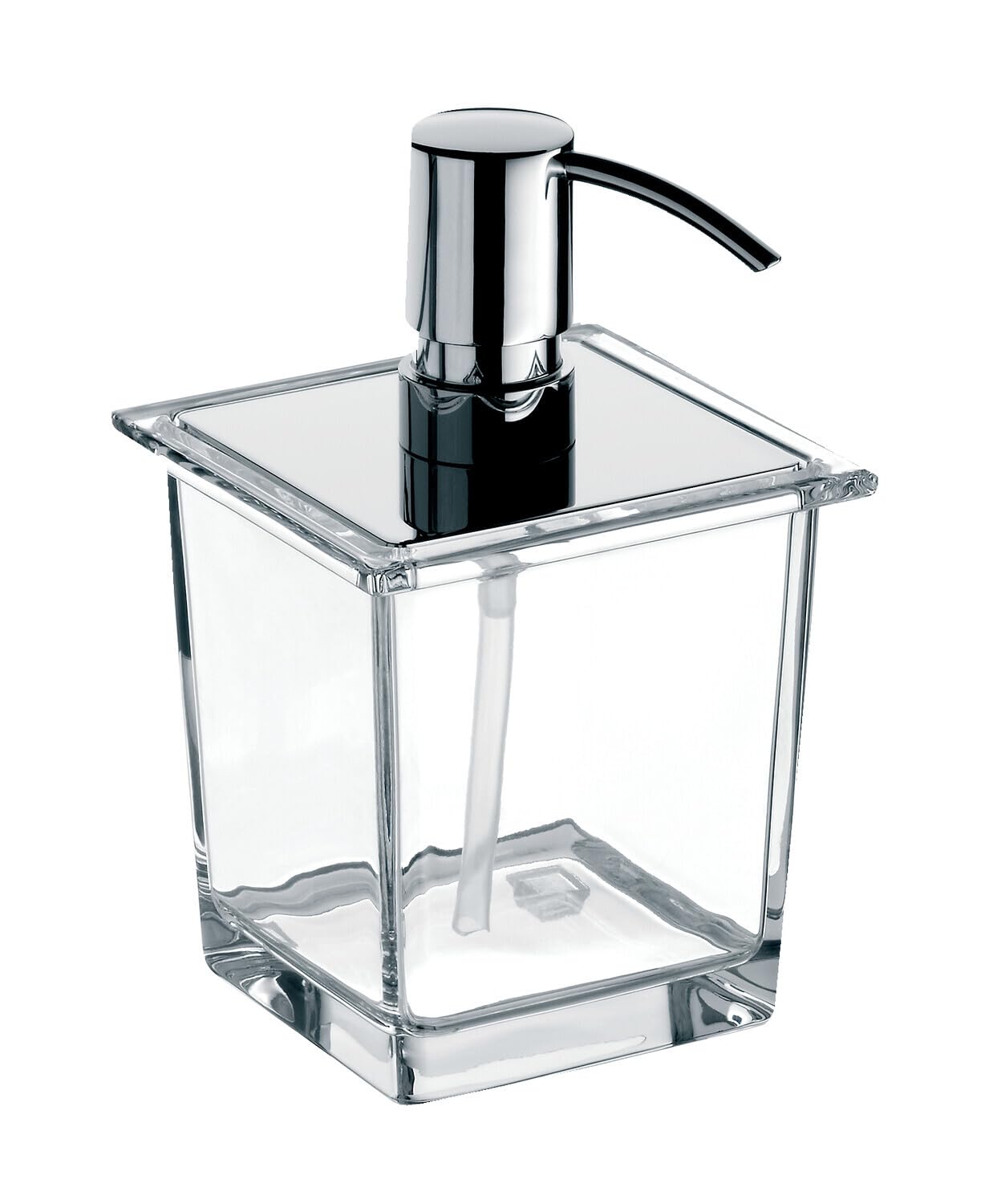 Emco Liaison Railing Liquid Soap Dispenser Clear Crystal Glass Dispenser Metal Pump 12oz Chrome