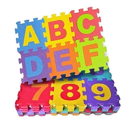 SC Mini Puzzle Foam Mat for Kids, Interlocking Learning Alphabet and Number Mat for Kids