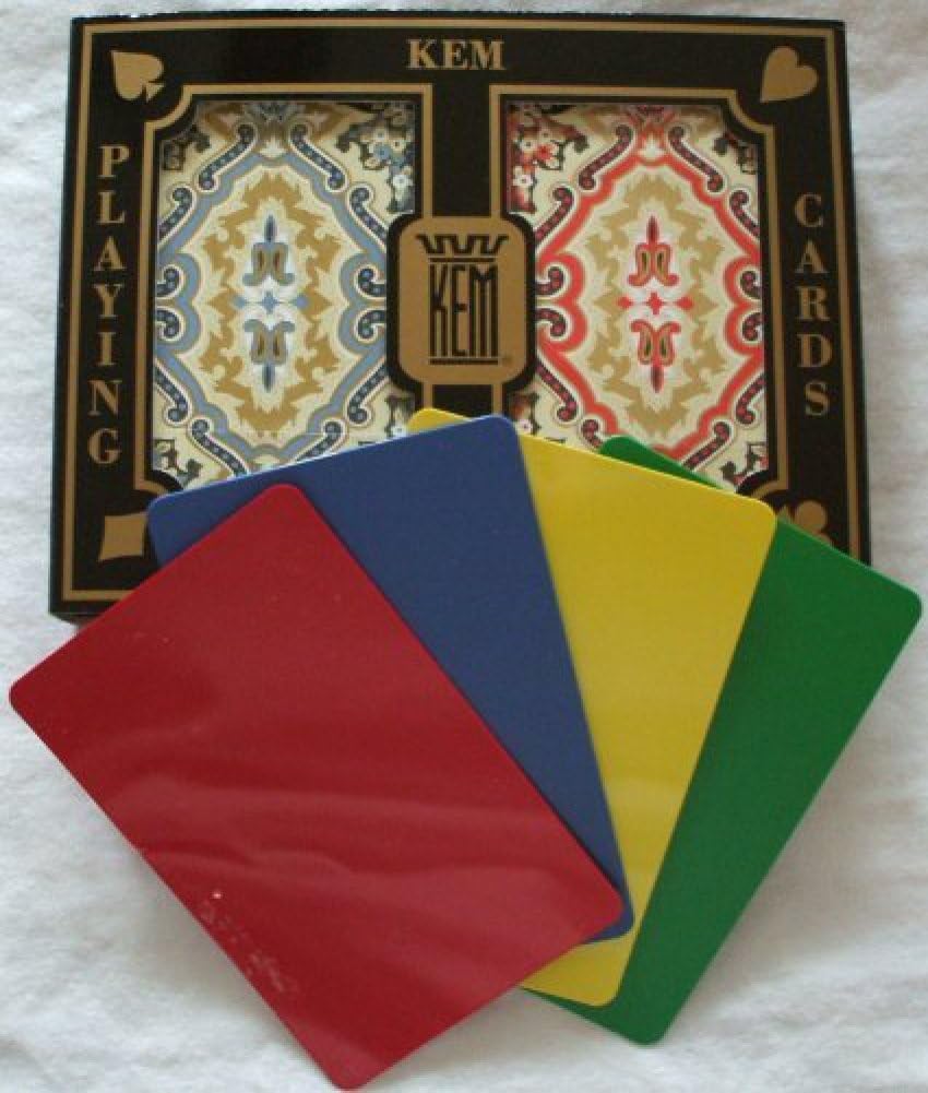 2 Free Cut Cards + KEM Orange Blue Paisley Playing Cards Bridge Size Regular Index