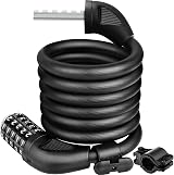 MAXDONE Bike Lock Cable 1500mm x 12mm 5-Digit Combination High Security view 1