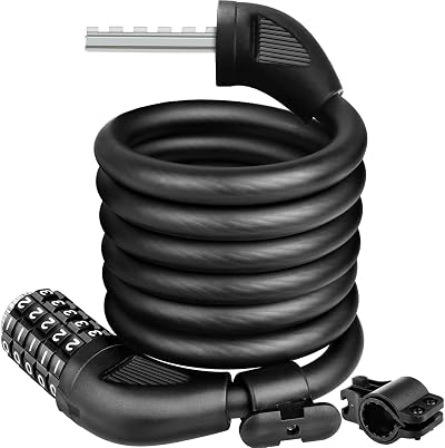 MAXDONE Bike Lock Cable 1500mm x 12mm 5-Digit Combination High Security