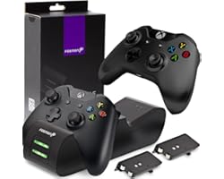 Fosmon Xbox One/One X/One S Controller Charger, [Dual Slot] High Speed Docking/Charging Station with 2 x 1000mAh Rechargeable