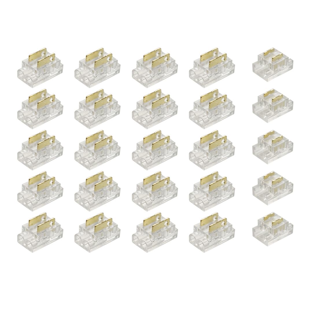 Masterwon 2-Pin 5mm COB LED Strip Connector Kit - 25 Pack Solderless Gapless Clips for Strip-to-Wire Joints | Compatible with 5V 12V 24V DC Single Colour LED Light Strip