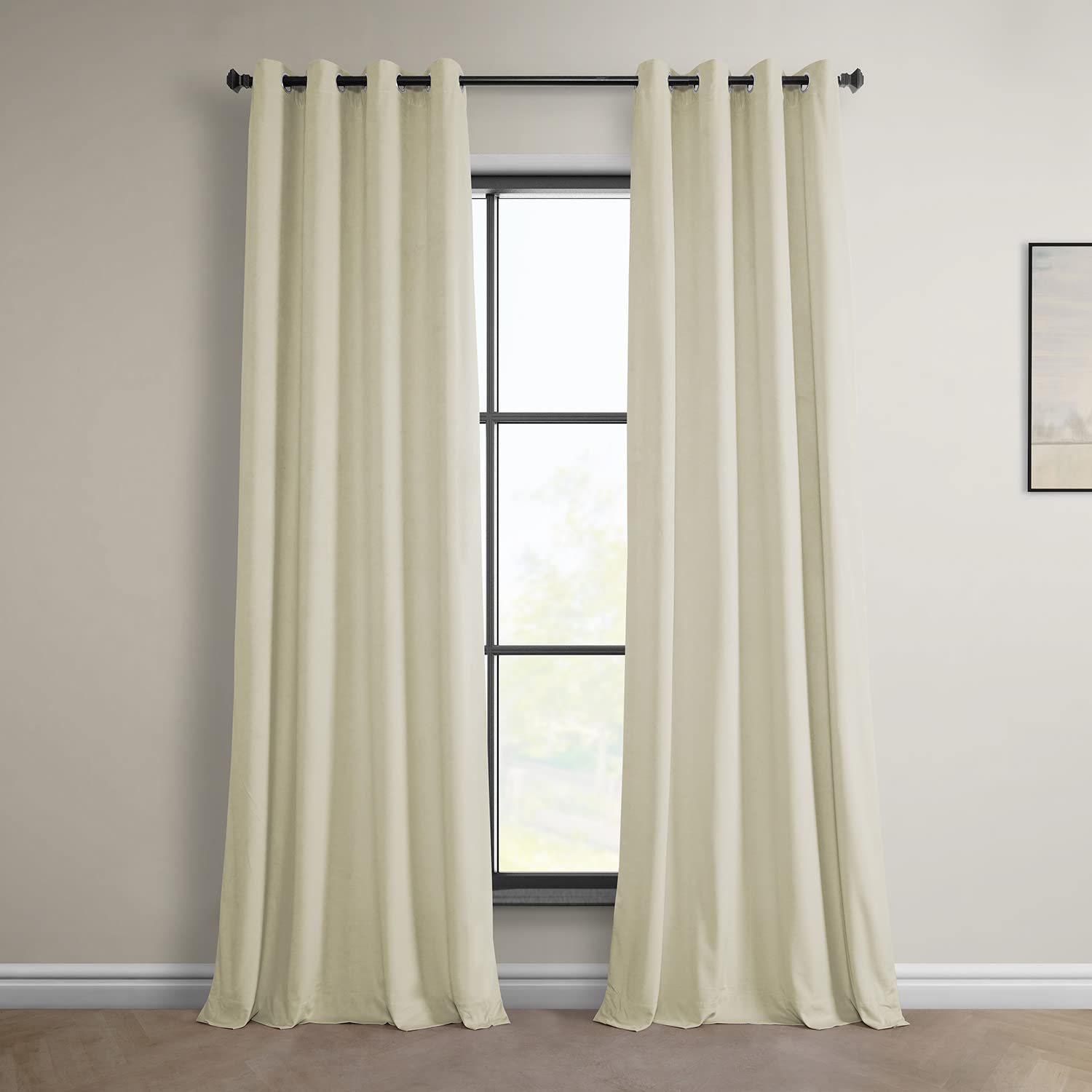 HPD Half Price Drapes Heritage Plush Velvet Grommet Curtains for Bedroom & Living Room 50 X 84, VPYC-198593-84-GR (1 Panel) Au Lait Creme