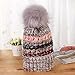 Ypser Women's Winter Slouchy Knitted Hat Cable Faux Fur Pom Beanie Hat, Grey, One Size