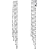 YOQUCOL Boho Tassel Chandelier Clip On Earrings CZ Crystal Long Drop Dangle Chain Bohemian Not Pierced Earrings For Women