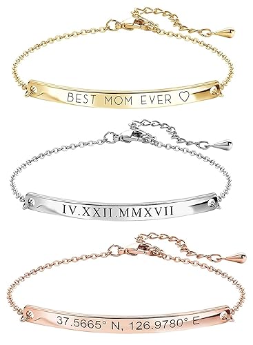MignonandMignon Gold Name Bar Engraved Bracelet Personalized