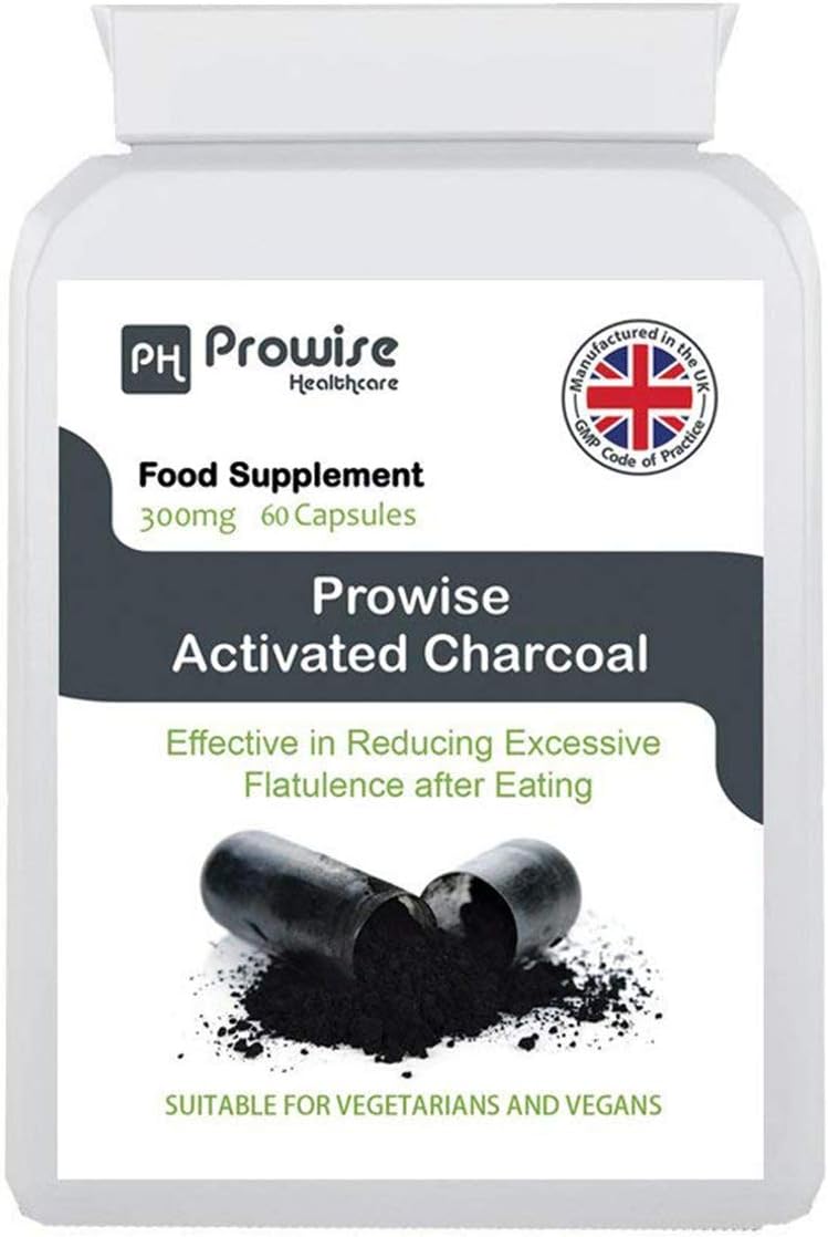 Activated Charcoal 300mg 60 Capsules - UK Manufactured | GMP Standards by Prowise Healthcare
