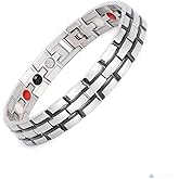 Emmori Stainless Steel Magnetic Therapy Bracelet For Men Women & Adjustable Length with Sizing Tool & Retro Bracelet Jewelry