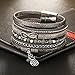 REEBOOO Boho Bracelet, Leather Bracelet  with Pineapples Charm Jewelry Gift for Her (Grey)