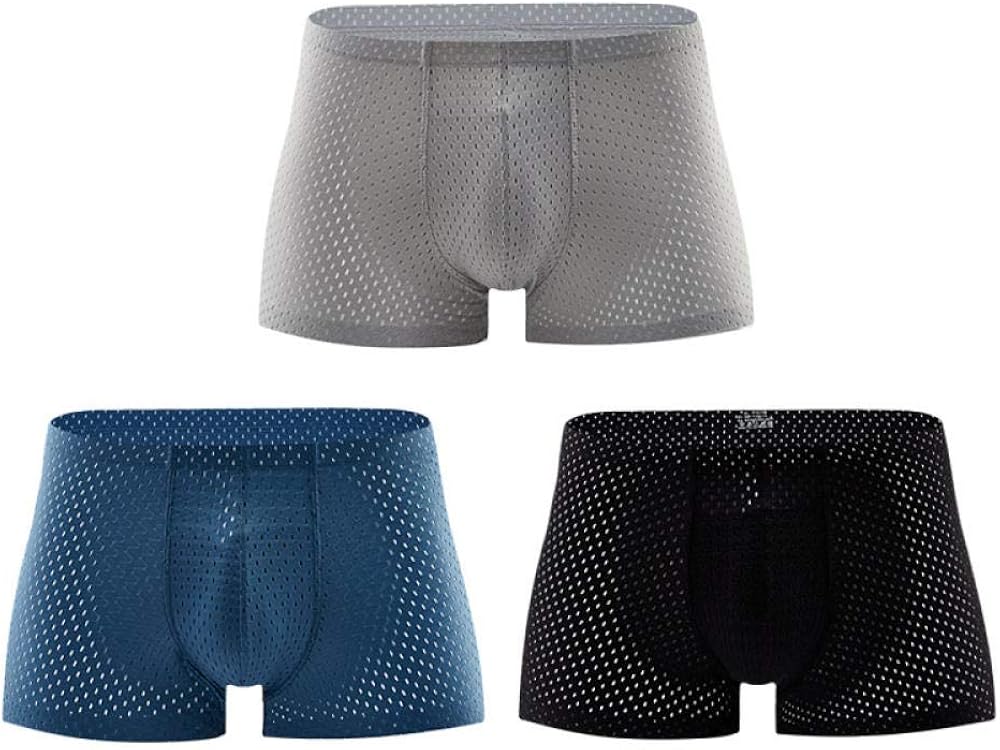 Lot de 3 Boxers pour Hommes en Maille de Soie glacée, sousvêtements