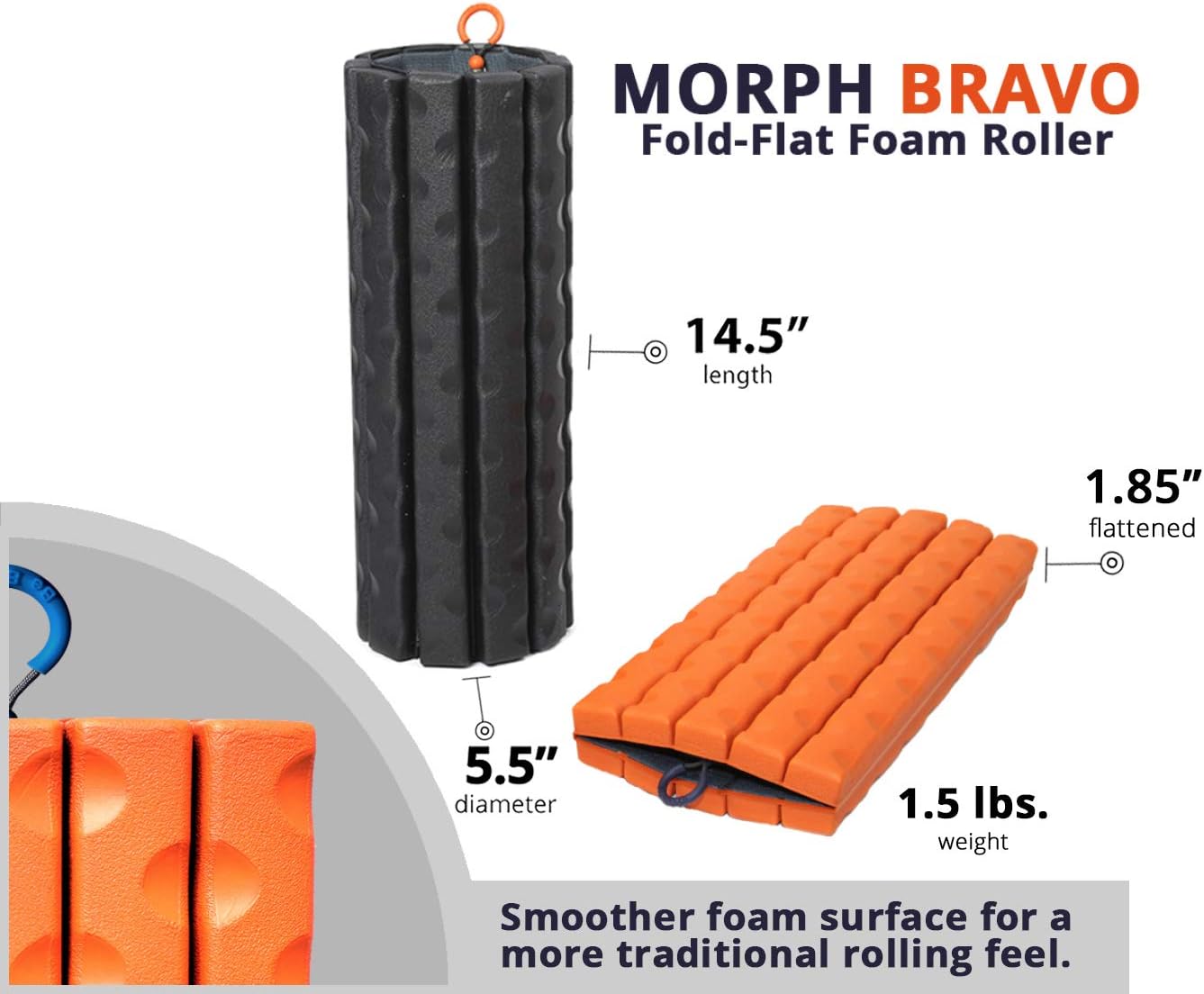 Brazyn Morph Bravo Foam Roller - for Home, Gym, Office, Travel, Athletes - Collapsible & Lightweight Roller for Trigger Point Massage, Myofascial Release & Back Pain Relief (Midnight Blue): Health & Personal Care