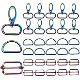 30 Pcs Rainbow Purse Bag Making Hardware Include 10 pcs Swivel Snap Hook with 10 pcs D Rings and 10 pcs Adjuster Slider Buckles for Handbag Pet Collar Keychain Lanyard (1 Inch)