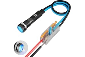 FILN 1Pcs 8MM (5/16") Indicator Light led Indicator light 110VAC Metal Lights Aluminum Waterproof ip67 Red Signal Lamp Lights(110V-Black Anodized-Blue 1Pcs)