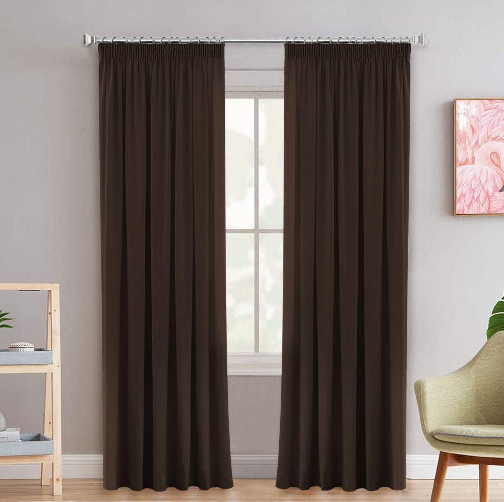H.Versailtex Solid Blackout Curtains Thermal Insulated Pencil Pleated Window Drapes for Bedroom Energy Saving for Living Room with Two Free Tiebacks Set of 2 pieces