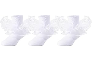 Dicry Girls Double Lace Socks Turn Cuff Big Ruffle for Infant Toddler and Kids