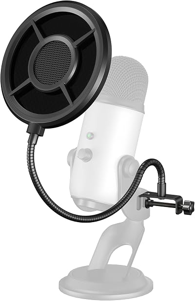 Aokeo Microphone Pop Filter Three-Layer Wind Screen with 360° Gooseneck