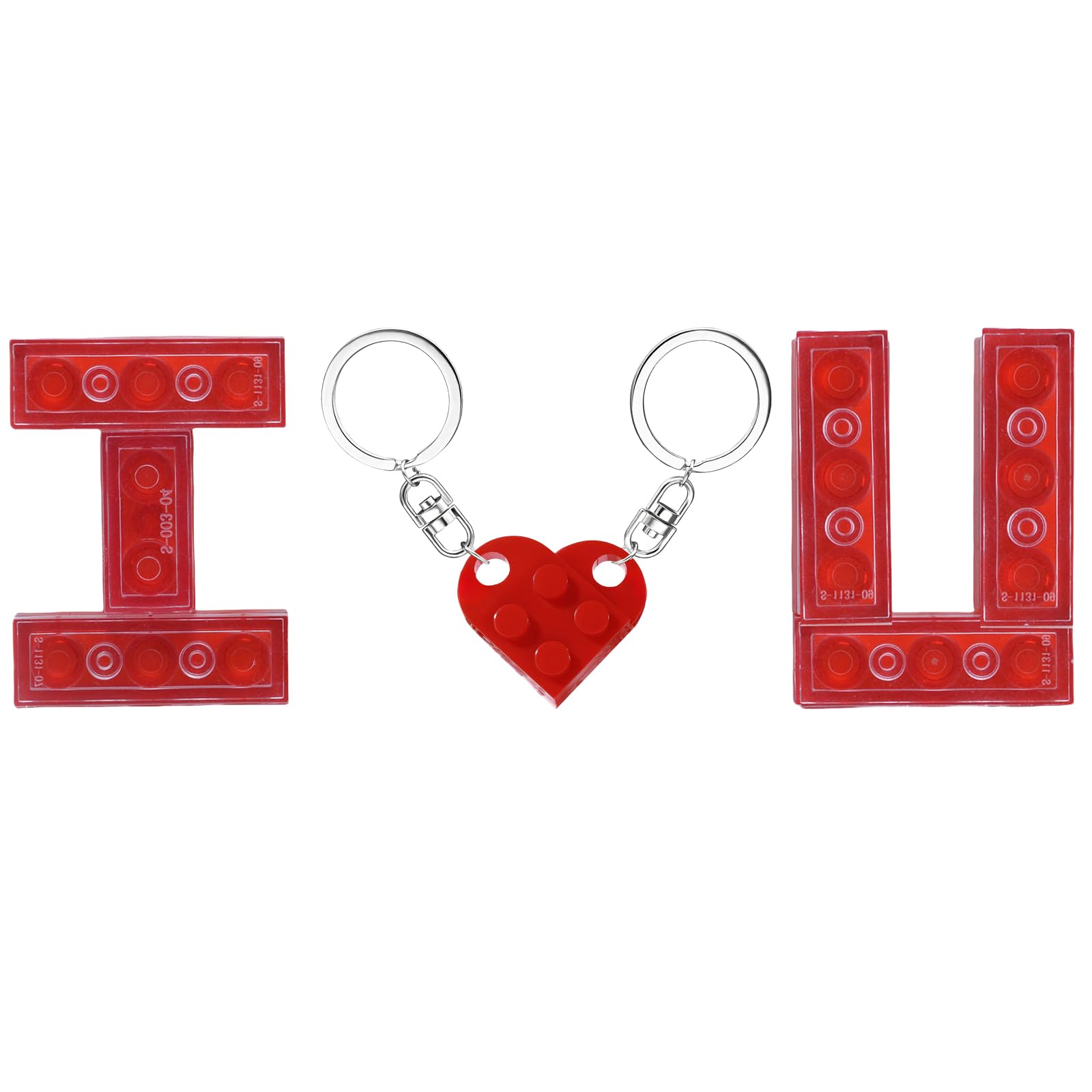 Photo 1 of MPK Brick Matching Couple Heart Keychain for Boyfriend Girlfriend Valentines Day Stuff Him Friends Love Set Gifts (Red-heartbeat)