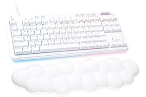 Logitech G713 Wired Mechanical Gaming Keyboard with LIGHTSYNC RGB Lighting, Tactile Switches (GX Brown), and Keyboard Palm Rest, PC and Mac Compatible - White Mist