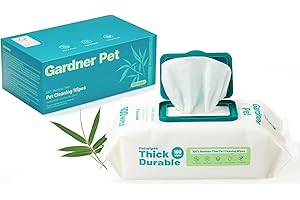Gardner Pet Bamboo Dog Wipes for Paws and Butt, Dog Wipes Cleaning Deodorizing, Soothing Pets Wipes with Coconut Oil, Extra Thick Cat Wipes, Puppy Wipes, Unscented 100 Count