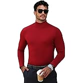 KGGEOO Men's Turtleneck Casual Basic High Neck Long Sleeve T Shirts Half Neck Lightweight Pullover Sweater