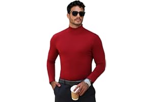 KGGEOO Men's Turtleneck Casual Basic High Neck Long Sleeve T Shirts Half Neck Lightweight Pullover Sweater