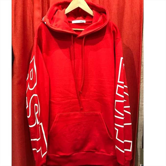 Amazon ビーロマンス ゆったり 大きいサイズ デカロゴ 長袖 パーカー 赤 白 Free 並行輸入品 トレーナー パーカー 通販