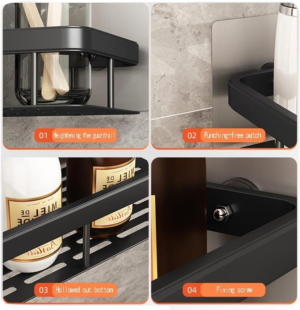 Leawall Heavy Duty Plastic Self-Adhesive bathroom shelves - Multipurpose Wall-Mounted Storage Organizer for Bathroom, kitchen organizer rack bathrom organiser without drill bathroom accessories 4