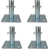 4 PCS Scaffold Base Plates Galvanized with Pins for Baker Style Scaffolding | 1 3/8" Outside Diameter Stem