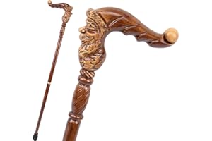 MEILUNMEIHUAN ART Santa Claus Brown Wooden Fashion Walking Stick Decorative Cospaly Party Wood Walking Cane Halloween Mace Wand Crosier 96cm