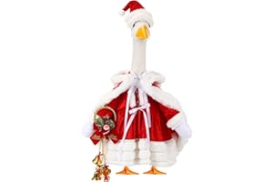 FuWeave Christmas Winter Goose Outfit Fancy Porch Goose Clothes Dress with Wide Hat for Christmas Winter Outdoor Patio Yard Lawn Art Decoration