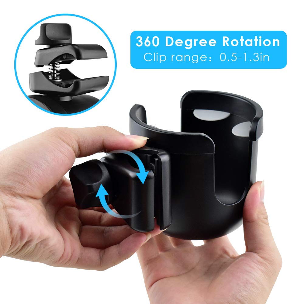 BROTOU Universal Cup Holder Stroller Cup Holder for Wheelchair Pushchair Walker Bicycle 360 Degrees Rotation Cup Drink Holder