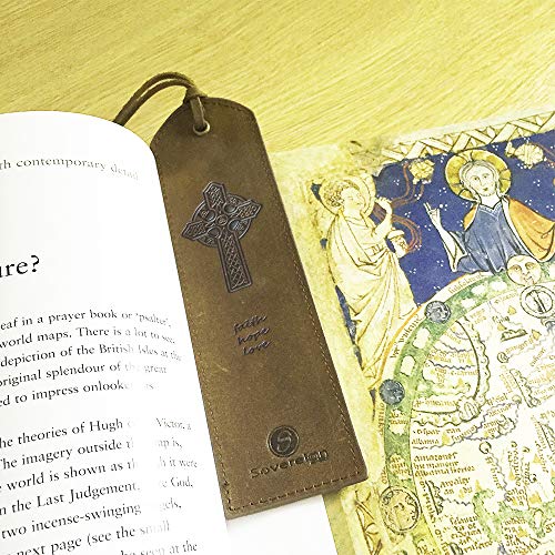Leather Bookmark Handmade with Cross Design - Pack of 2 Genuine Leather Book Marks - Perfect Bookmark for Men Women and Kids | Great Idea for Leather Gifts for Bookworms Writers Relatives and Friends