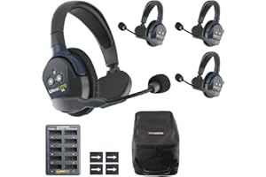 EARTEC UL4S Ultralite-HD 4-Person Full Duplex Wireless Intercom Headset Communication System, Single Ear Headsets, Up to 1000ft Range, U.S. Company